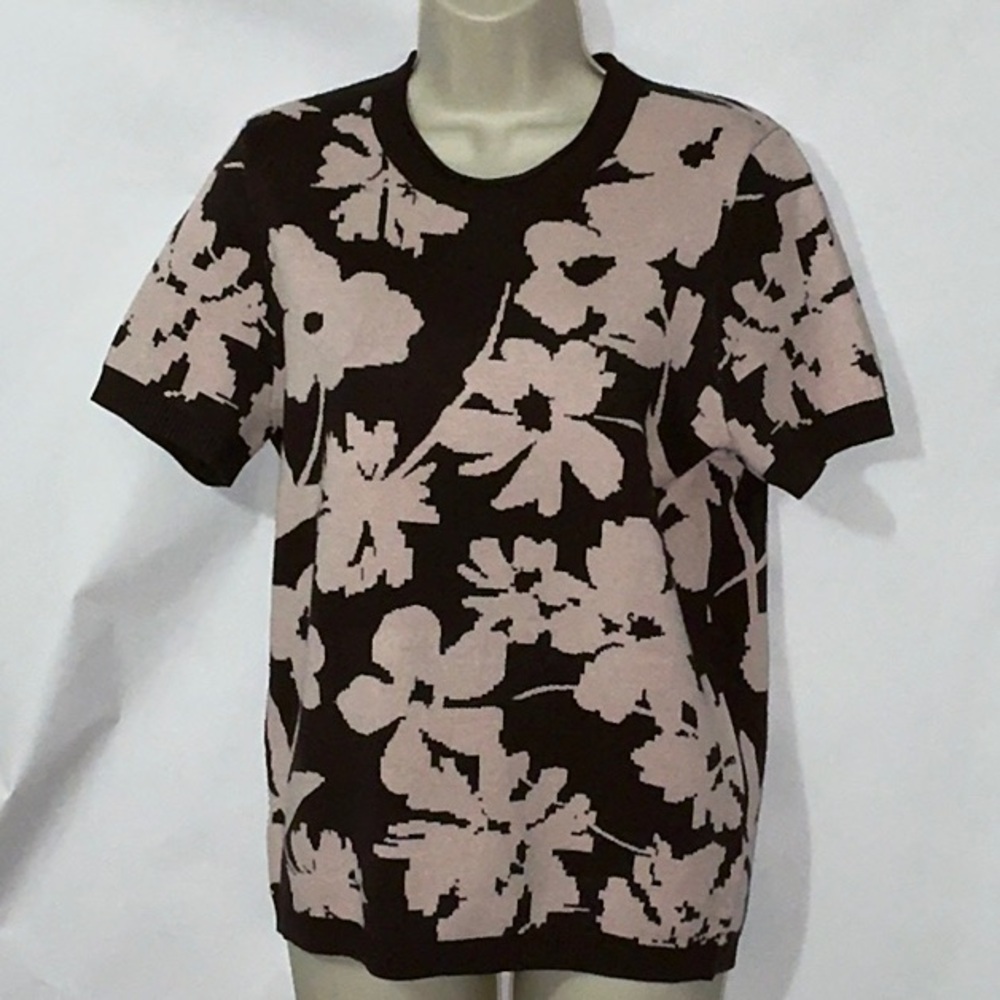 LOFT, SS Sweater, Hibiscus Flowers, Size L